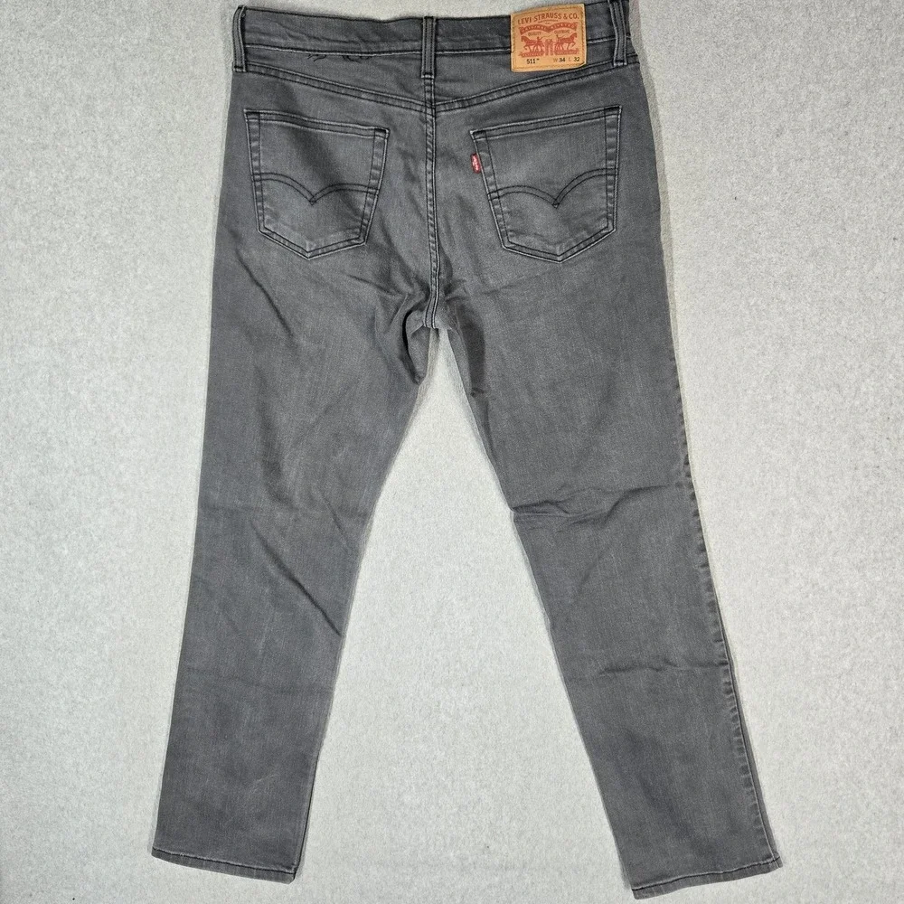 Levi's 511 Men Jeans 34X32 Gray Denim Slim Fit 30